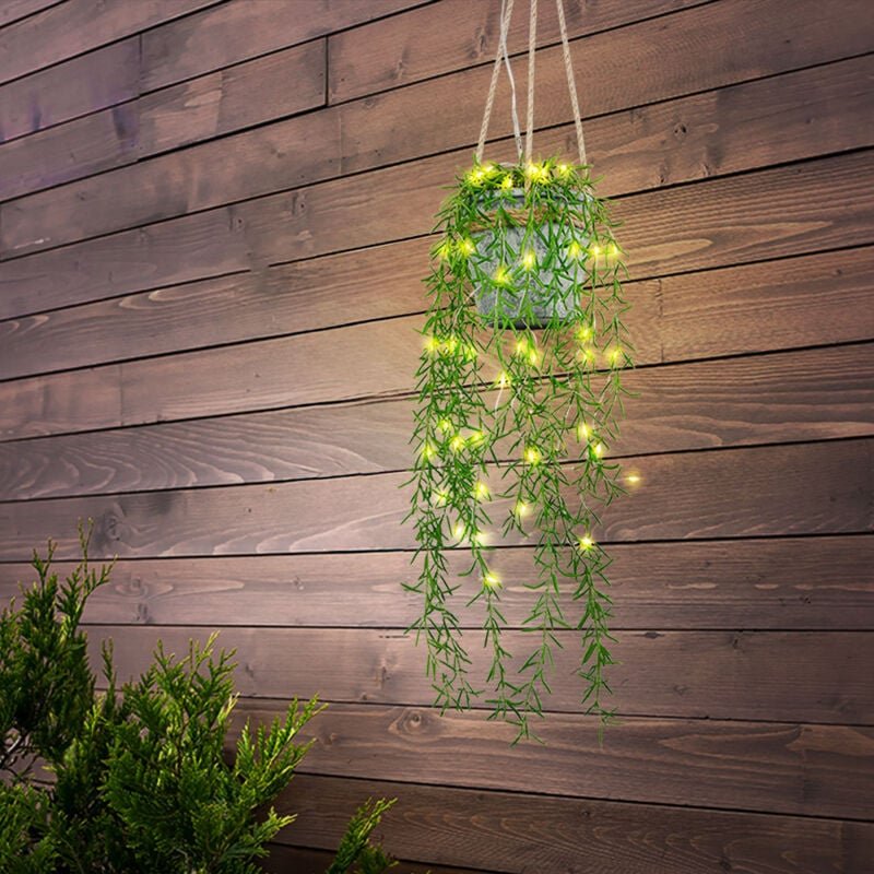 Thumbnail - Außen-Pendelleuchte Solar Solarpanel Lampe Solar Pendelleuchte Outdoor, Kunstpflanze Hanfseil, led Warmweiß, DxH 13 x 90...