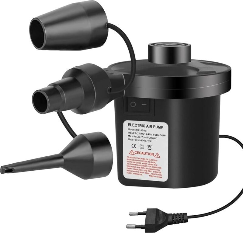 Thumbnail - Elektrische Luftpumpe, Aufblasbarer Matratzen-Inflator, 220 V AC/150 W Inflator, Aufblasbare Matratzenpumpe mit 3 Luftdü...