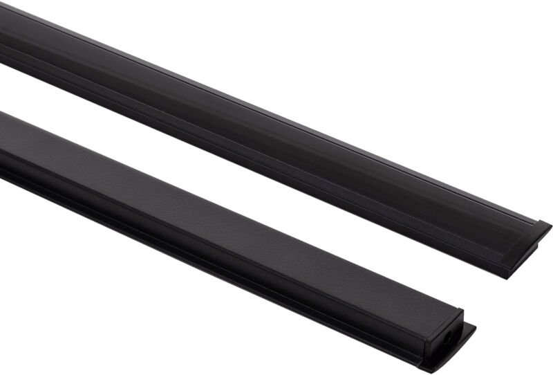 Aluminiumprofil Einbau für LED Streifen bis 12 mm mit durchgehender Abdeckung Schwarz 2 m Schwarz transluzent