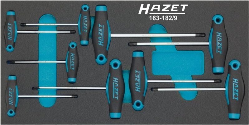 Schraubendreher Satz, mit T-Griff, Innen torx Profil, T6 - T30, Anzahl Werkzeuge: 9 - Hazet