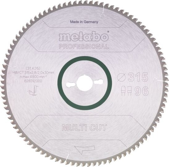 Sägeblatt Metabo multi cut professional 315x30, Z96 fz/tz, 5Grad neg.