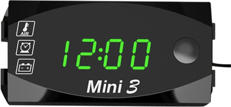 Orologio digitale 3 in 1 per moto (6-30 V CC) + termometro + voltmetro, impermeabile IP67, tester per batterie, indicato...