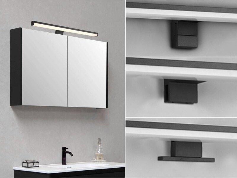LED Badezimmer Wandleuchte LINO in Schwarz - Spiegelleuchte, Breite 40cm