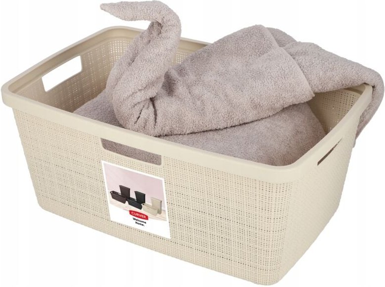 Jute 46L Wäschebehälter, Creme - Curver