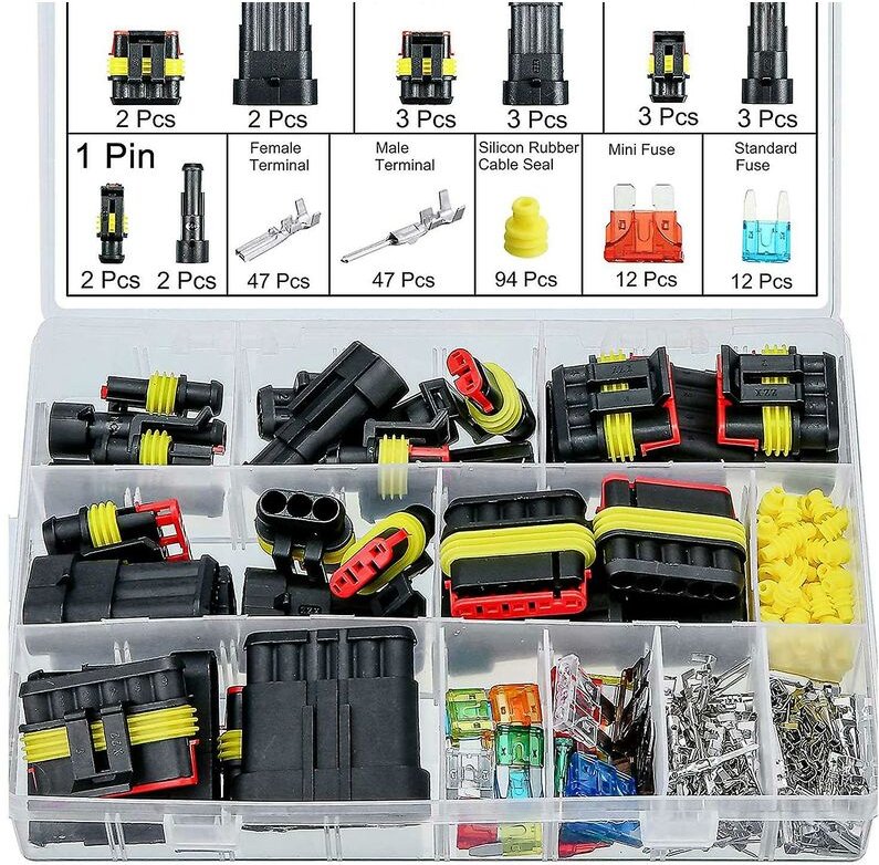 Woosien - 240 Stück 1–6-poliges Auto-Elektrik-Anschlusskabel, versteckter Anschluss für Motorrad, Roller, Auto, lkw, Mar...