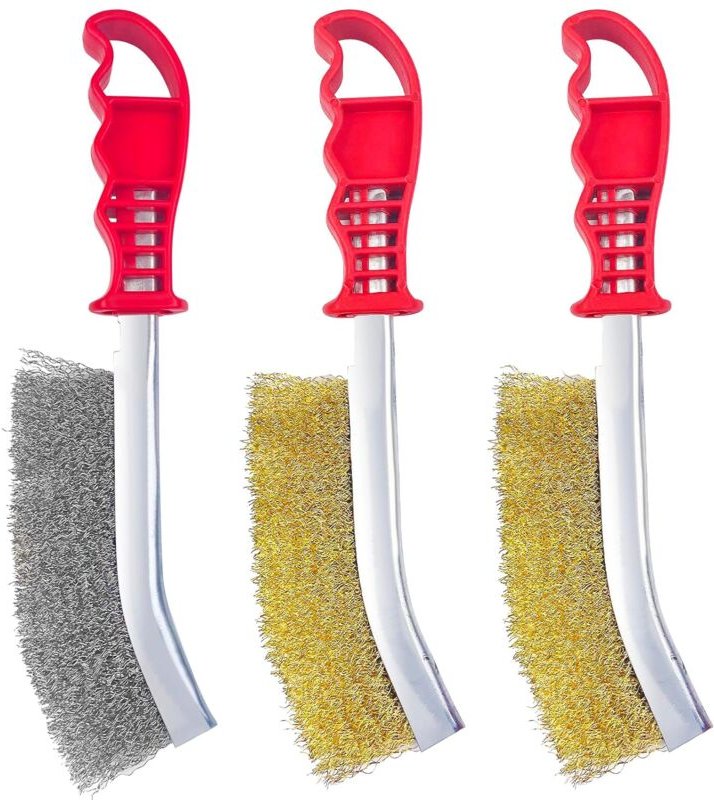 Ersandy - 3-teilige Handdrahtbürste, 140 mm Drahtbürste aus vermessingtem Stahldraht, Edelstahldrahtbürste zum Entfernen...