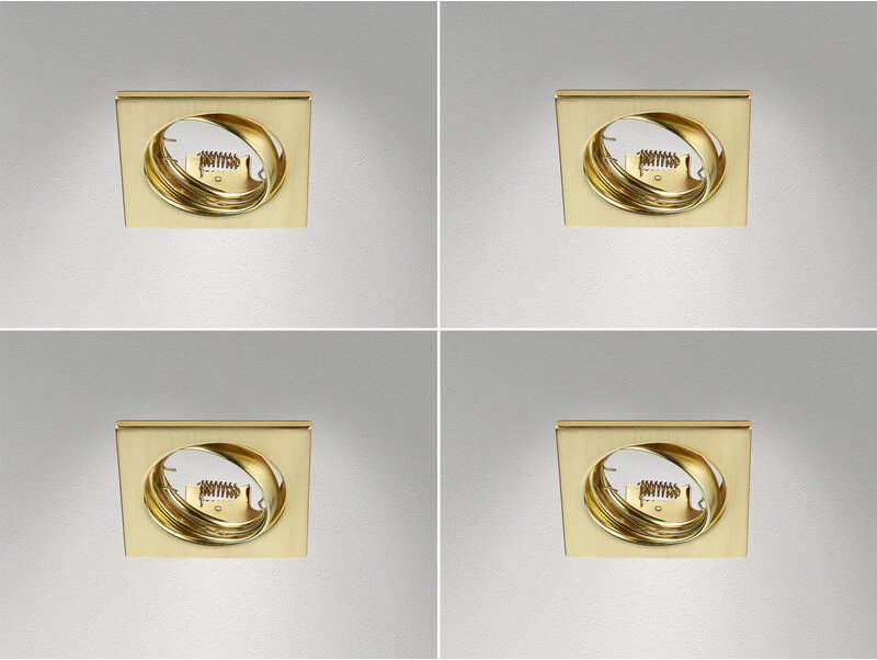 Eckige Einbaustrahler Decke im 4er Set schwenkbar Messing matt GU10