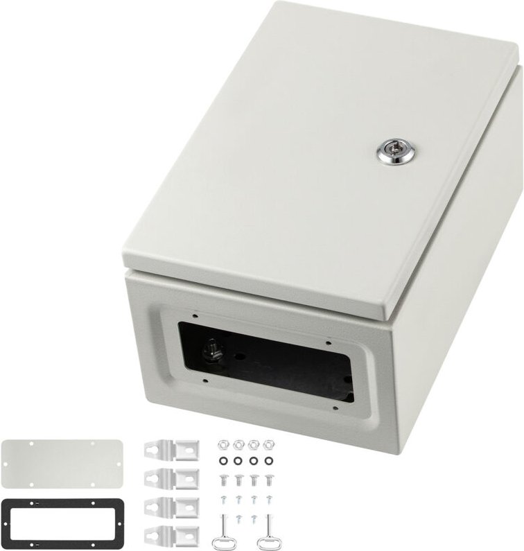 Nema 4X Stahlgehäuse, 12 x 8 x 6 Zoll, IP66 wasserdicht, Außen-/Innen-Schaltkasten, Stahlmaterial, Farbe Grau, mit Monta...