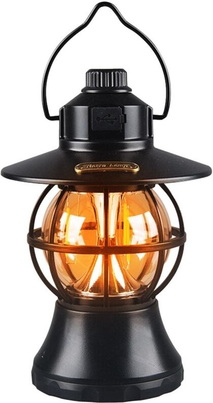 Aougo - Retro-LED-Campinglaterne Vintage-ABS-LED-Laterne, Außenzeltbeleuchtung, Campingausrüstung zum Aufhängen von Werk...