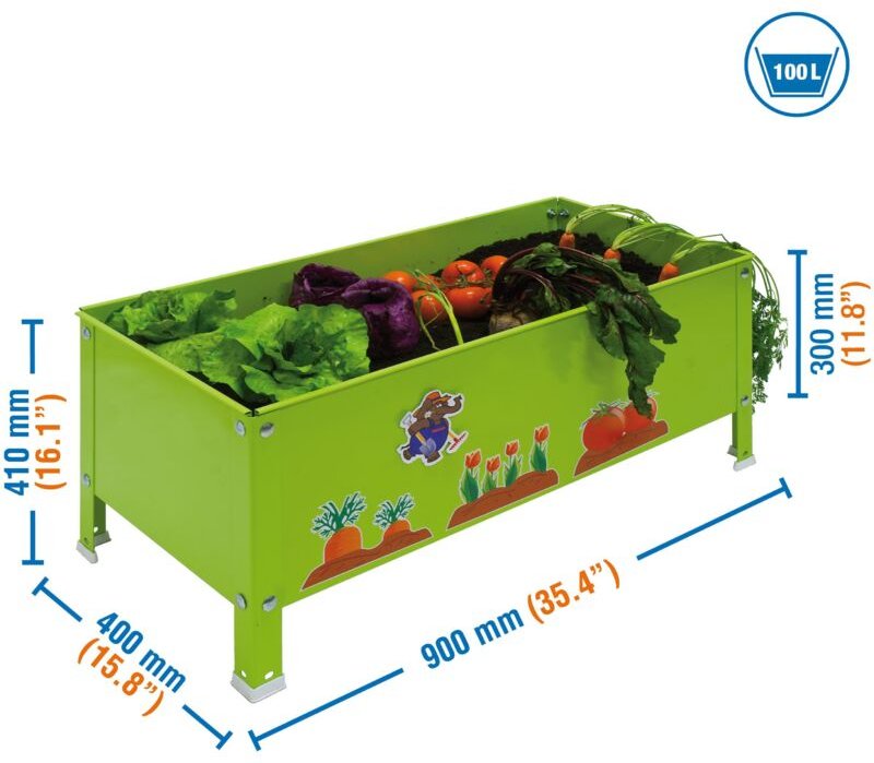 simonrack Gartenbeet für Kinder grün robust Metall 100 Liter