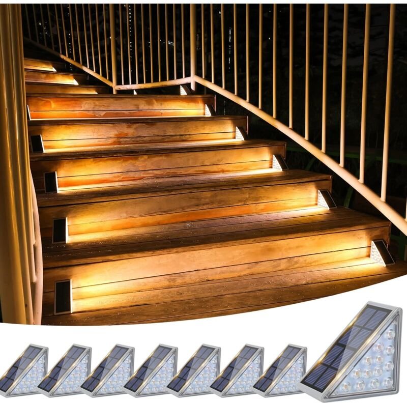 8er-Pack Solar-Treppenlichter für den Außenbereich, IP67 wasserdichte 80-Lumen-Solar-LED-Leuchten für Garten, Treppen, S...