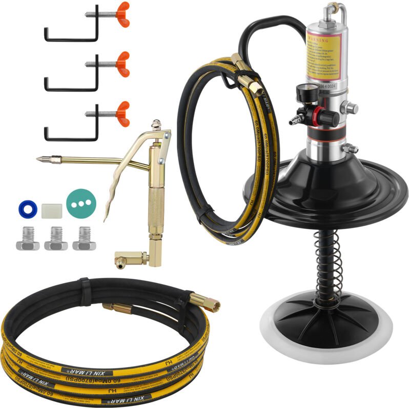 Mophorn-Fettpumpe – Druckverhältnis 50:1. Druckluftbetrieben mit 13-Fuß-Schlauch und Fettpresse. Mit Fasskappe. Tragbare...