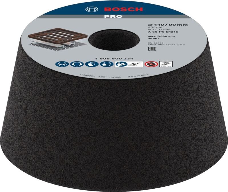 Bosch - Schleiftopf, konisch-Metall/Guss 90 mm, 110 mm, 55 mm, 60