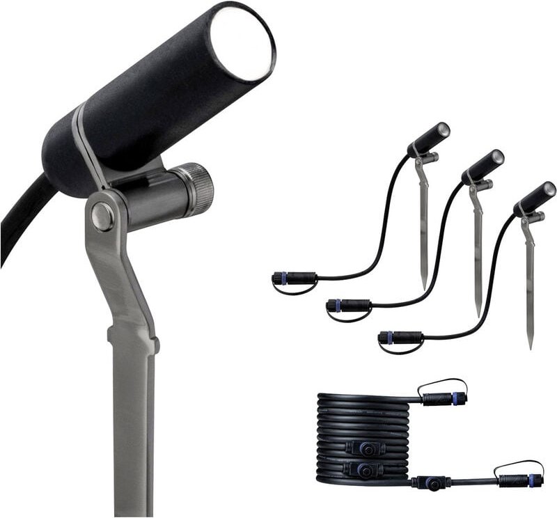 Thumbnail - Paulmann Plantini 94156 Beleuchtungssystem Plug & Shine LED-Gartenstrahler-Erweiterung 3er Set LED