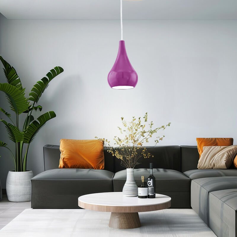 Etc-shop - Design Pendel Hänge Leuchte Ess Zimmer purple Decken Flur Lampe im Set inkl. led Leuchtmittel