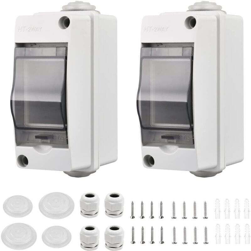 2 Stück kleiner wasserdichter Schaltkasten, wasserdichter Schaltkasten für den Außenbereich IP65, 2 Module, mit 2 Anschl...