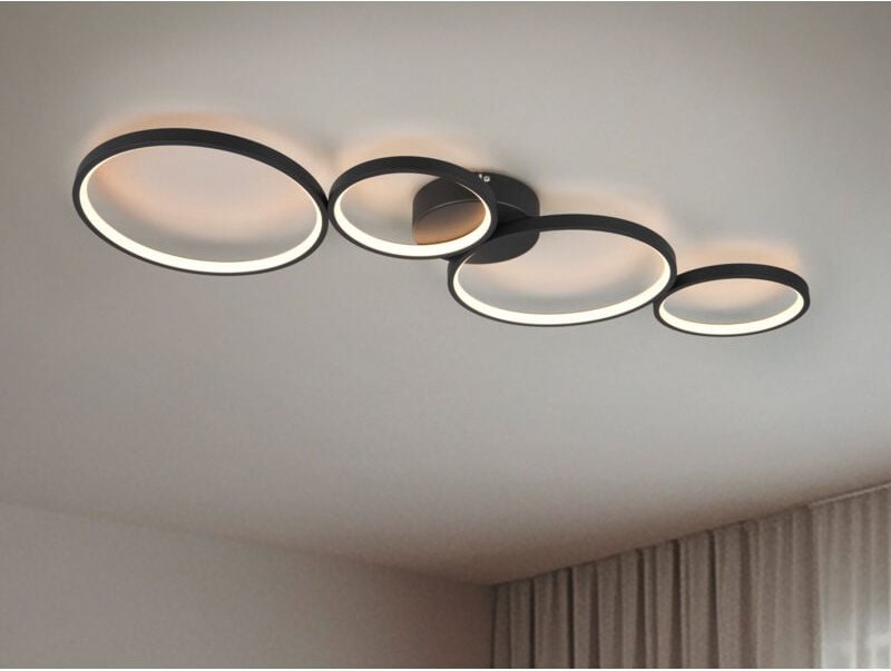 Thumbnail - Trio Lighting - Flache led Ring Deckenleuchte rondo in Schwarz matt, Breite 97cm