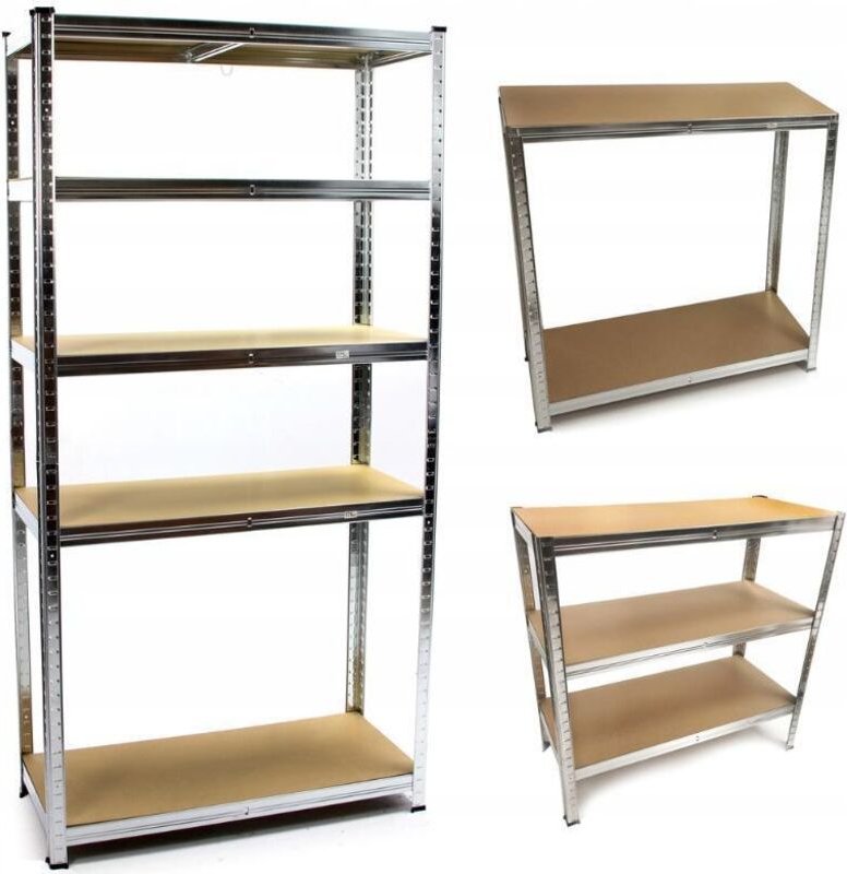 Metallregal mit 5 Böden und Stecksystem 180 × 90 × 40 cm, 4 mm MDF-Einlage, Tragfähigkeit 175 kg, Montageleicht