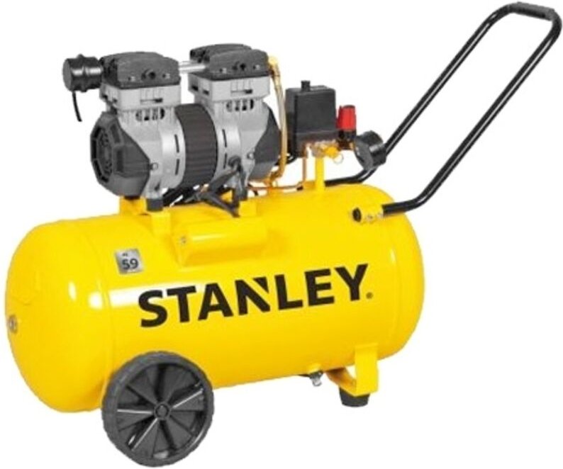 Stanley - Kompressor, Öl -freier Luftkompressor, niedriger Rauschkompressor, Horizontal, 1 ps, 8 bar, Tankkapazität 50 l