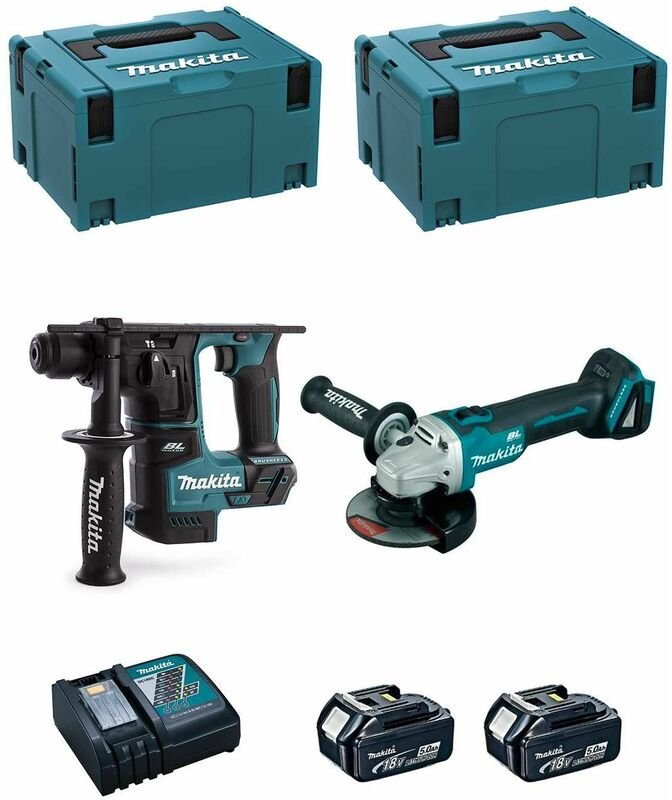 Thumbnail - MAKITA Kit DLX2125TJ1B (DGA504 + DHR171 + 2 x 5,0 Ah + DC18RC + 2 x MAKPAC 3)