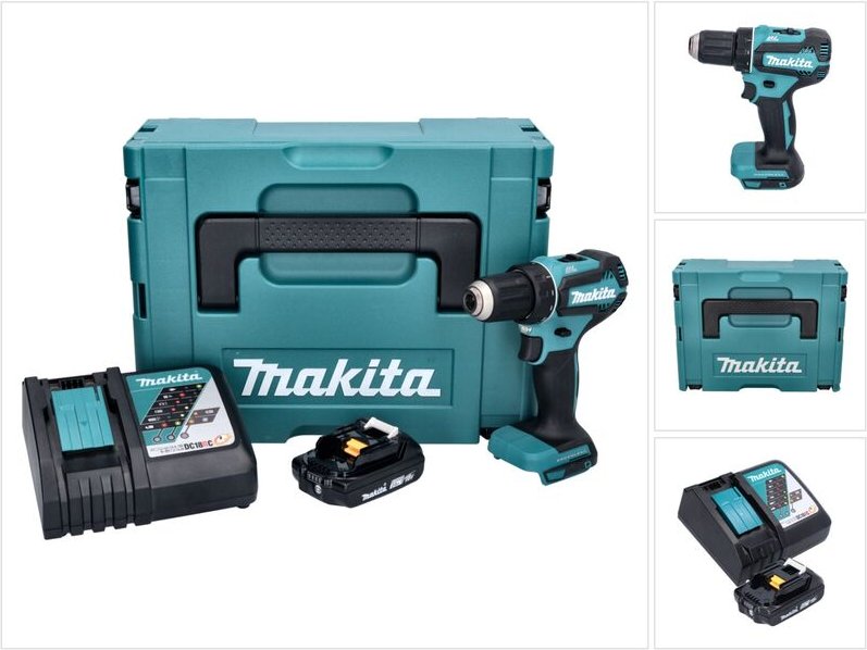 Makita DDF 485 RA1J Akku Bohrschrauber 18 V 50 Nm Brushless + 1x Akku 2,0 Ah + Ladegerät + Makpac