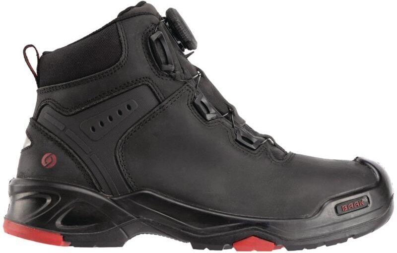 Baak - Sicherheitsstiefel Braxton Gr.44 schwarz/rot Leder S3 src hro EN20345