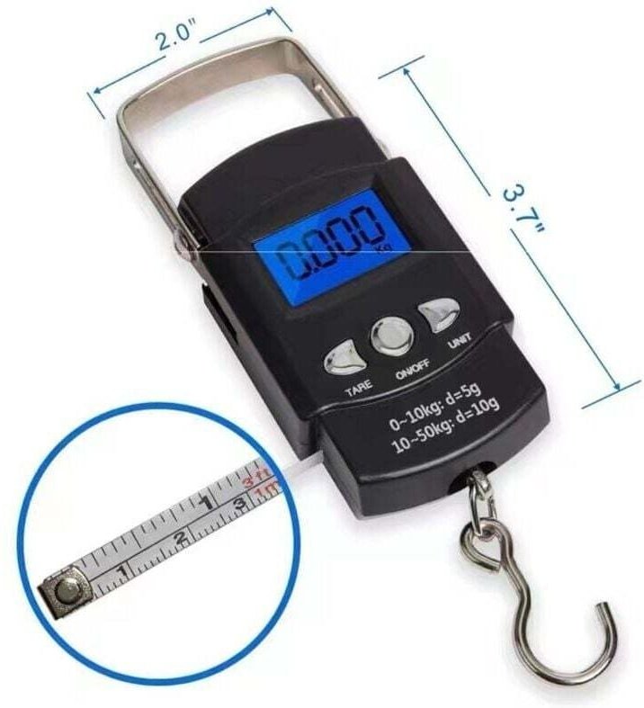 Angelwaage, elektronische Hakenwaage, digitale elektronische Waage, hintergrundbeleuchtetes LCD-Display, 50 Kilogramm / ...
