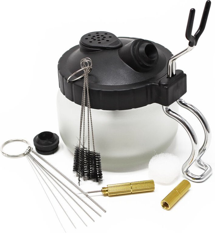 Wiltec - Airbrush Reinigungsset mit Reinigungsstation Reinigungswerkzeugen mit 5 Reinigungsbürsten ø 3-7 mm und 6 Reinig...