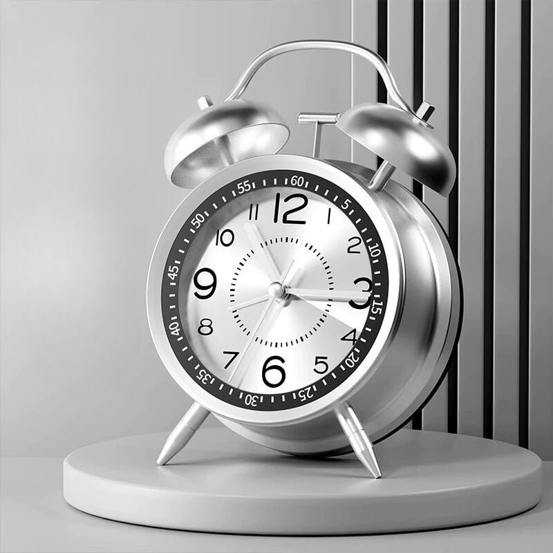 KZQ - Analoger Retro-Wecker – Doppelglocke ohne Ticken – Vintage – wiederaufladbar – lautes Quarz – mit Nachtlicht – für...