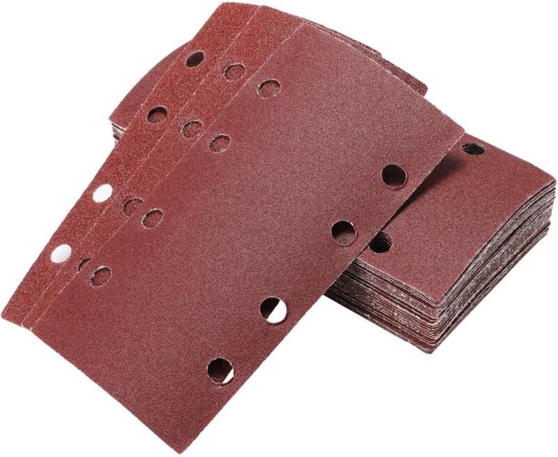40 Stück Schleifblätter für Exzenterschleifer 93 x 185 mm, 8 Löcher, rechteckiges Schleifpapier mit Körnung 60/80/120/24...
