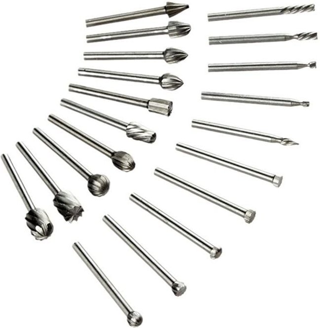 20 Pcs Fraises Rotatives,Jeu de Fraises en Carbure,HSS Burrs Rotatives Embouts Compatible avec Dremel,Tige Outil Rotatif...