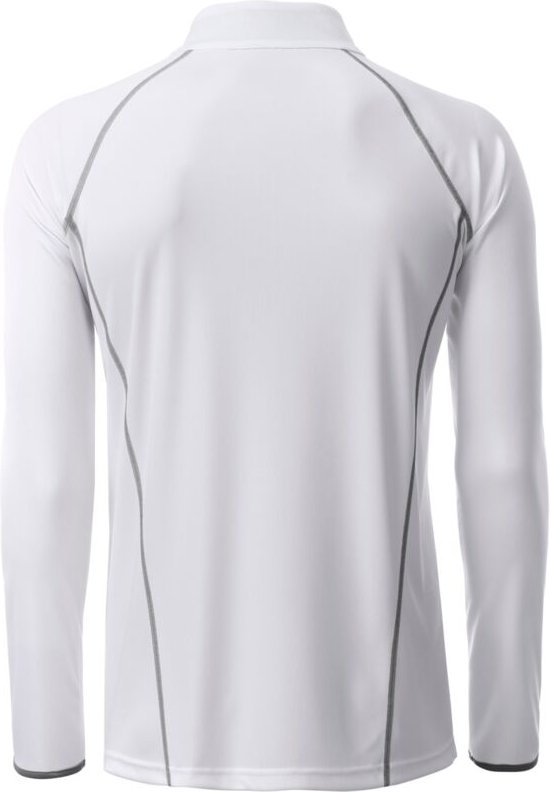 James&nicholson - jn Men's Sports Shirt Longsleeve JN498 white/silver, Größe xxl