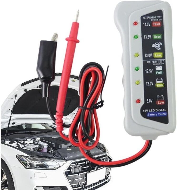 Autobatterietester, hochpräziser LED-Anzeiger, 6V/12V automatischer Batterieanalysator – Spannungsprüfer mit ergonomisch...