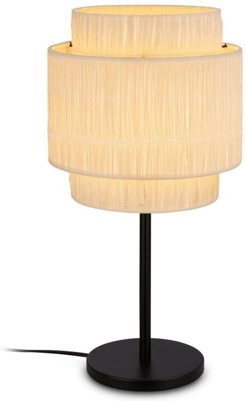 Papper Tischlampe, Bastschirm, Kabelschalter, Boho-Stil, E27 Fassung, Natur, Ø25 x 49,5 cm - Briloner