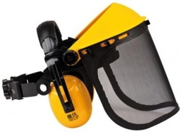 Gehörschutz- und Gesichtsschutzkombination verstellbarer Kopf für die Größen 52 bis 63 cm