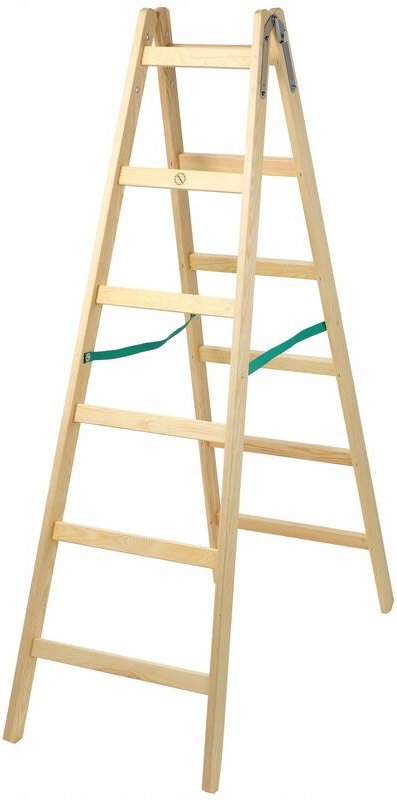 Holzleiter, Bockleiter bis 150 kg, klappbare Malerleiter, 6 Stufen - Kadax