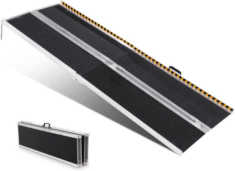 VEVOR Tragbare Rollstuhlrampe, 2,13 m, 363 kg Tragkraft, rutschfeste Aluminium-Klappschwellenrampe, faltbare Rollstuhlra...