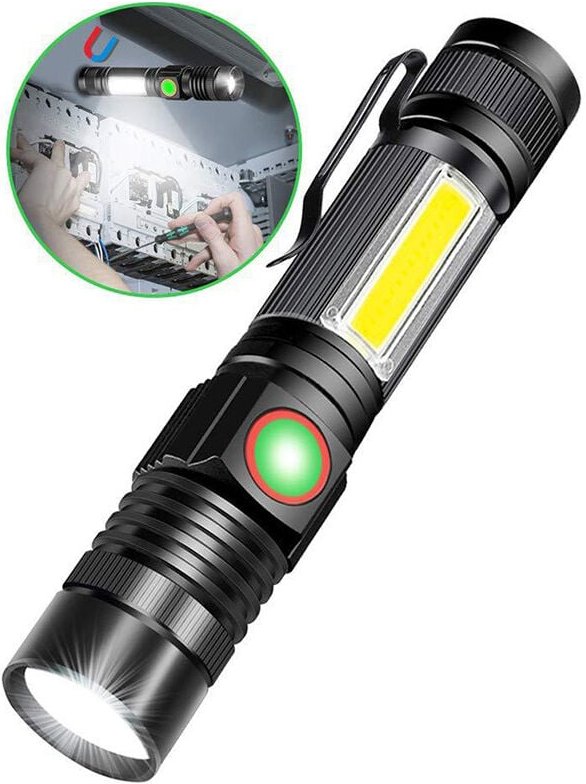 Memkey - 3-in-1-Taschenlampe, wiederaufladbare USB-LED-Taschenlampe, Magnet-Zoom, 4 Modi, wasserdichtes COB-Arbeitslicht...