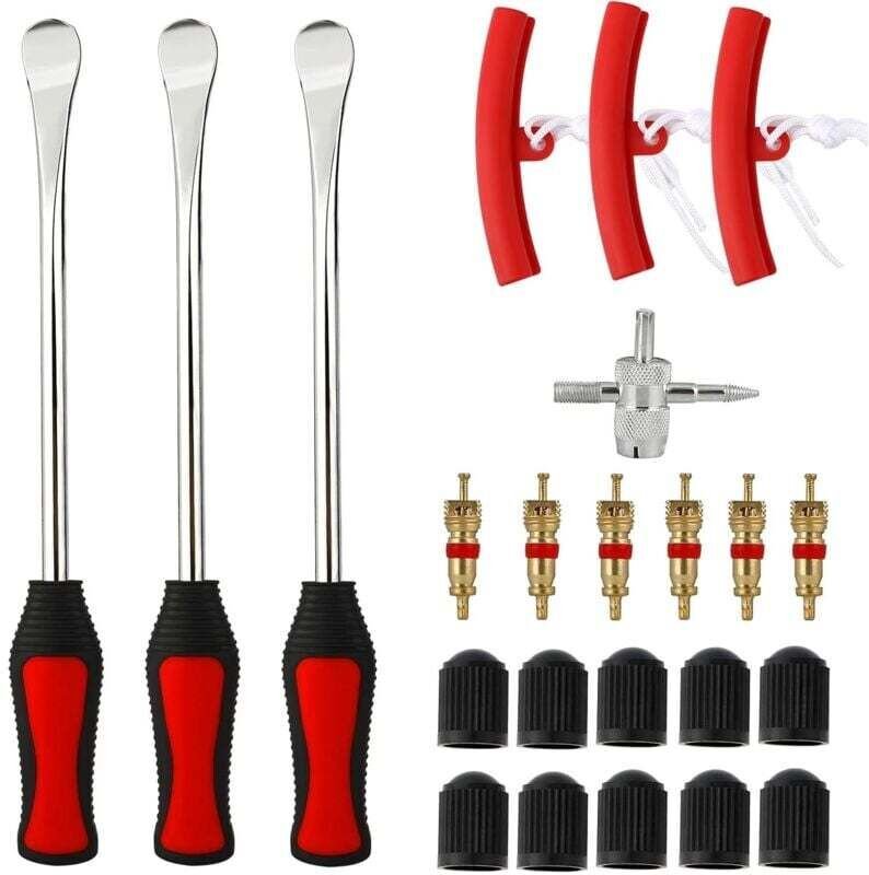 ZVD Reifenheber, 23 Anzüge, 3 Reifenheber, 3 Felgenschutz, Werkzeugset, 10 Reifenventilkappen und Kappen für Motorrad, F...