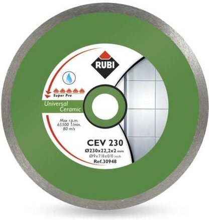Rubi - 25912 General Ceramic Continuous Diamond Blade (cev) 180 pro, Grau, 180 mm