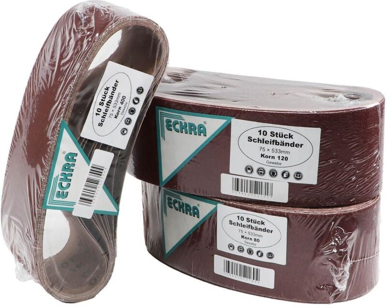 Schleifband 75x533 mm 30 Schleifbänder Mix Sortiment Korn 80-120-400 - Eckra