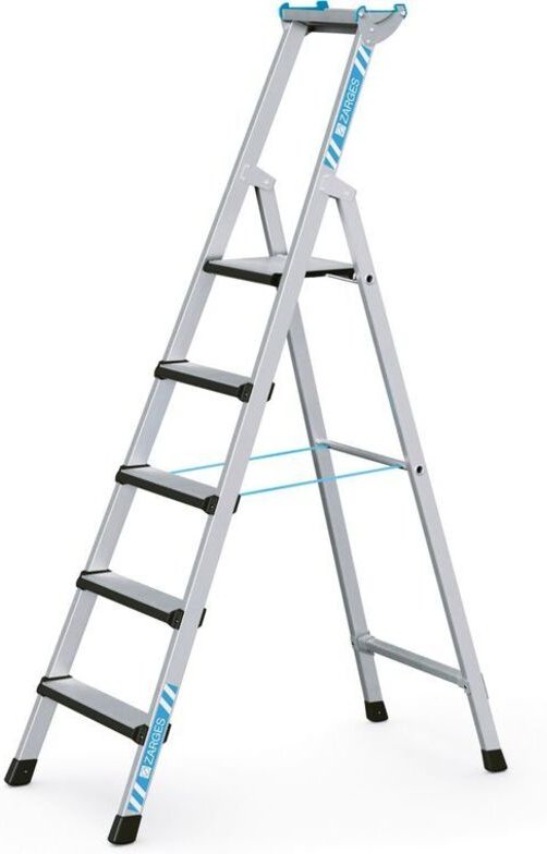 Zarges Comfortstep S gebördelte Stehleiter mit gepolsterter Stufen-Vorderkante 5 Stufen