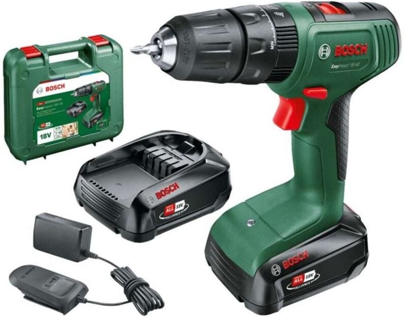 Werkzeug - 18V Akku-Schlagbohrmaschine, 2x 1,5 Ah Li-Ion Akku, Ladegerät 06039D8102 - Bosch