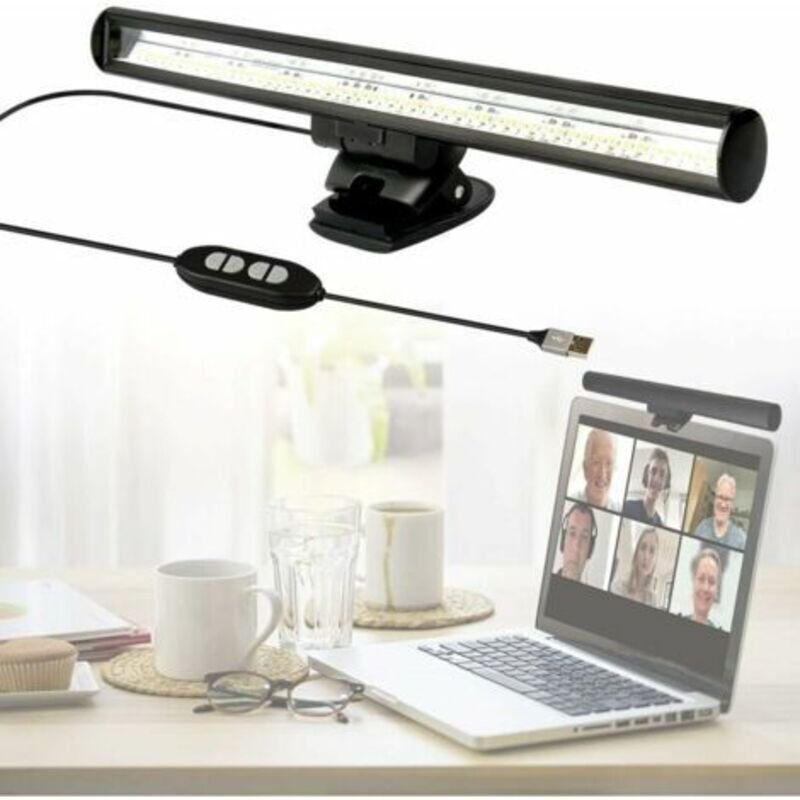 LED-Laptoplampe, Laptoplampe für Videokonferenzen, Arbeitsplatzlampe, USB-Bildschirmleuchte mit 10 Helligkeitsstufen / 3...