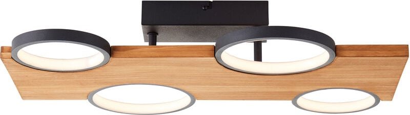 Brilliant Lampe Cheesy LED Deckenleuchte 55x35cm matt schwarz/holz Metall/Holz braun 28 W LED integriert