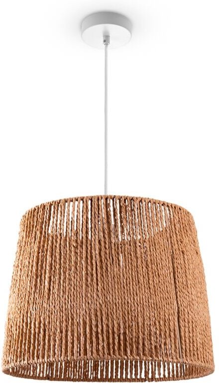 Thumbnail - Paco Home Pendelleuchte Esstisch Hängelampe Esszimmer Lampe E27 Papier Boho Rattan Pendelleuchte - Weiß, Natur (Ø35cm)