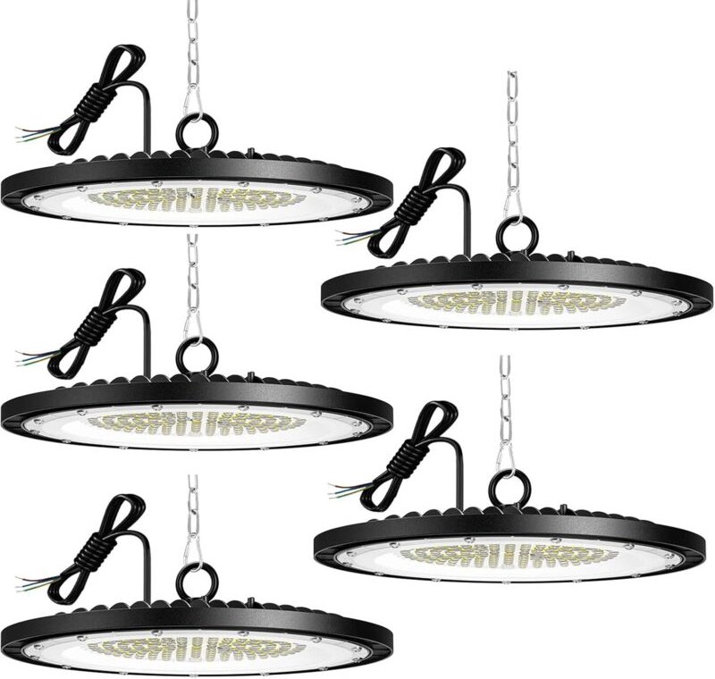 5 Stück 150 W UFO-LED-Flutlicht, Innenstrahler 20000 lm 6500 K Kaltweiß, LED-Hallenstrahler IP65 wasserdicht, Hallenlage...