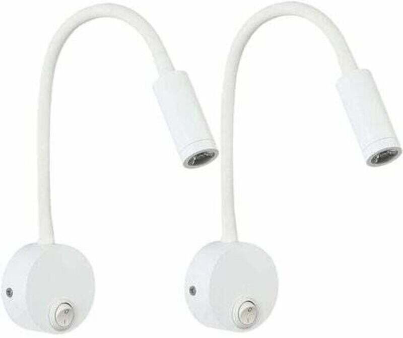 Weiße Leselampen, 2er-Set, 3W flexible Schwanenhals-LED-Leselampe mit Wandhalterung und Schalter für Schlafzimmer, Wohnz...