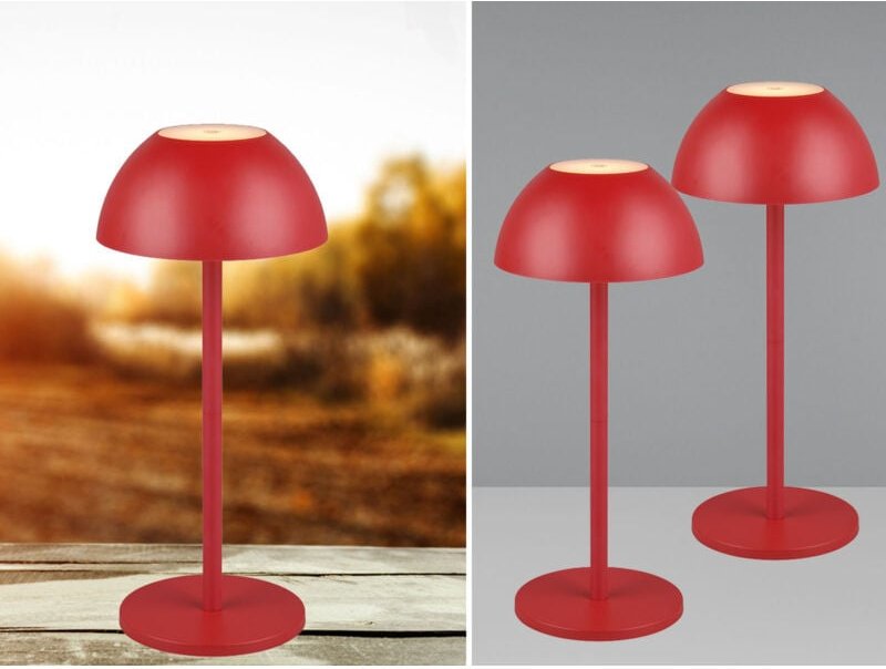Meinewunschleuchte - 2er set Akku led Tischlampen kabellos für Innen & Außen, Rot - 30cm klein