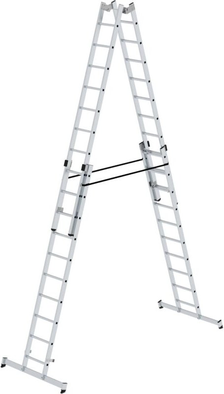 Günzburger Steigtechnik - Sprossen-Stehleiter 4tlg. mit nivello-Traverse 4 x 10 Sprossen - 033040